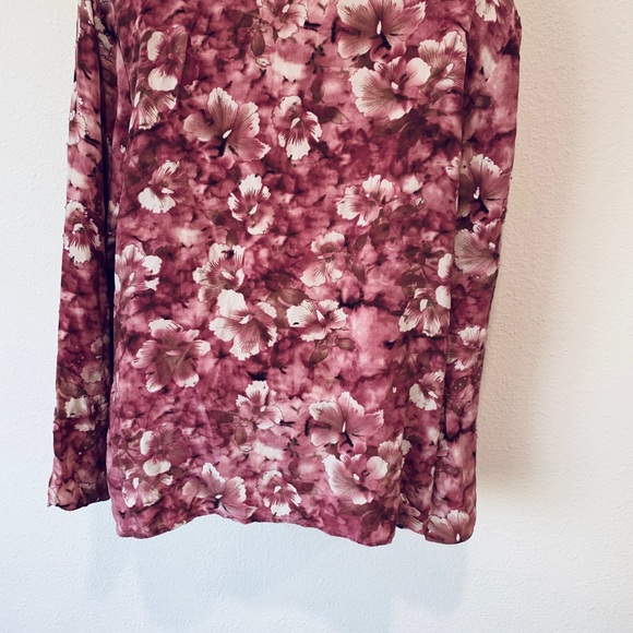 Spiegel Floral silk pink blouse sequins M - Picture 3 of 7